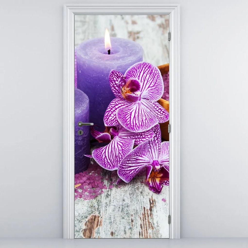 Fototapeta na dvere - Orchidey a sviečky (95x205cm)