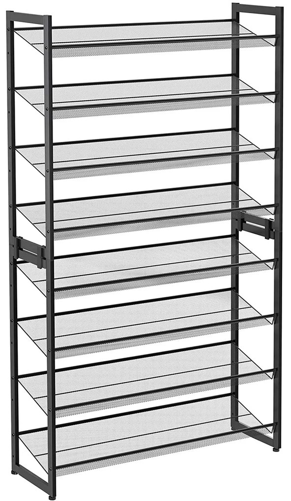 8-úrovňový kovový stojan na topánky, botník, 92,5 x 30,7 x 163,5 cm, čierny