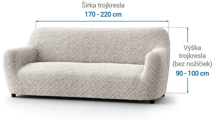 Bielastické poťahy VENEZIA béžová trojkreslo (š. 170 - 220 cm)