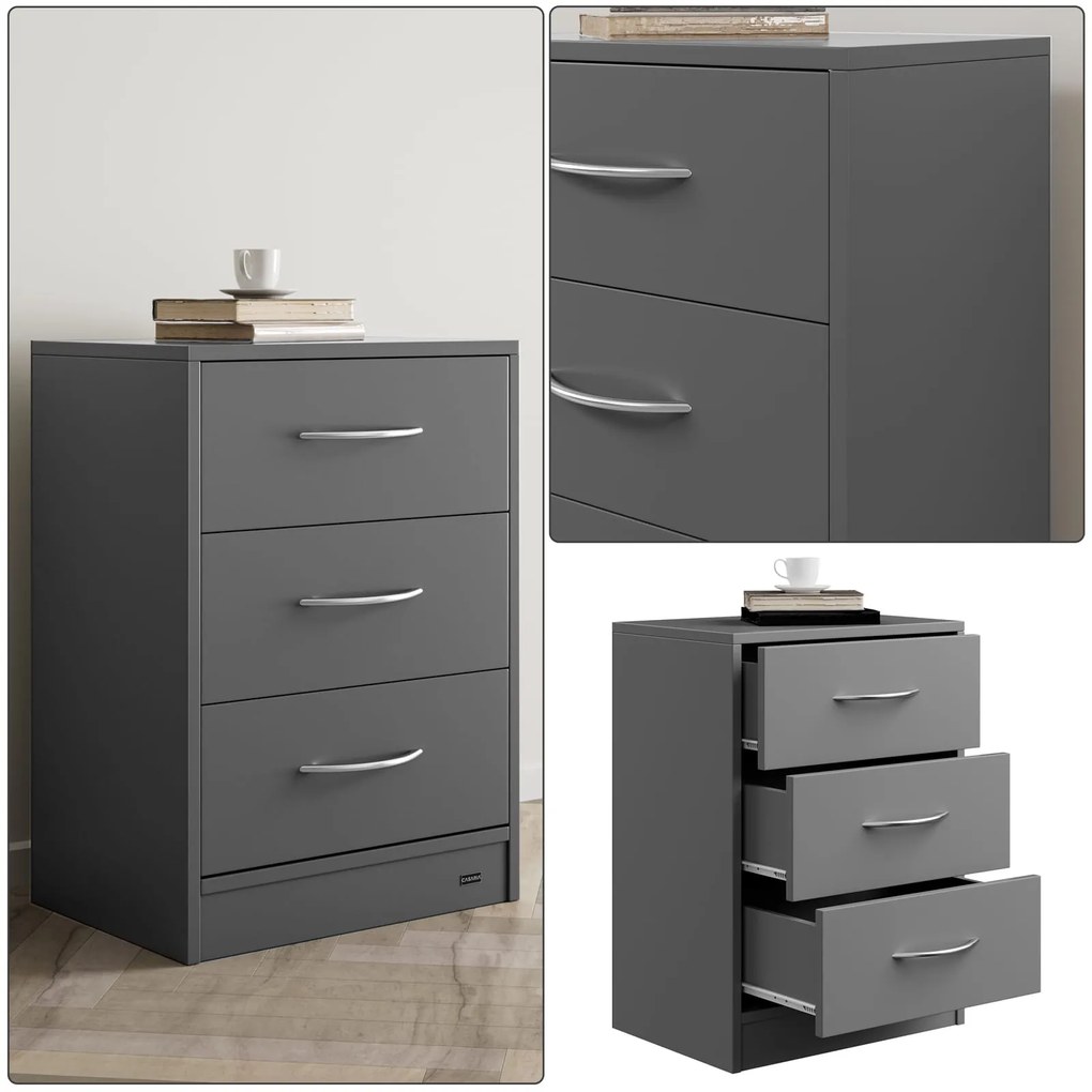 Nočný stolík ELOISE s podsvietením, 54x39x28cm, antracitová Casaria