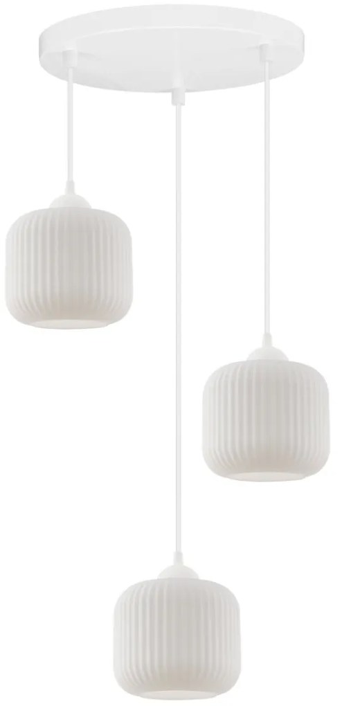 Závesné svietidlo Riffle, 3x biele sklenené tienidlo, w, o
