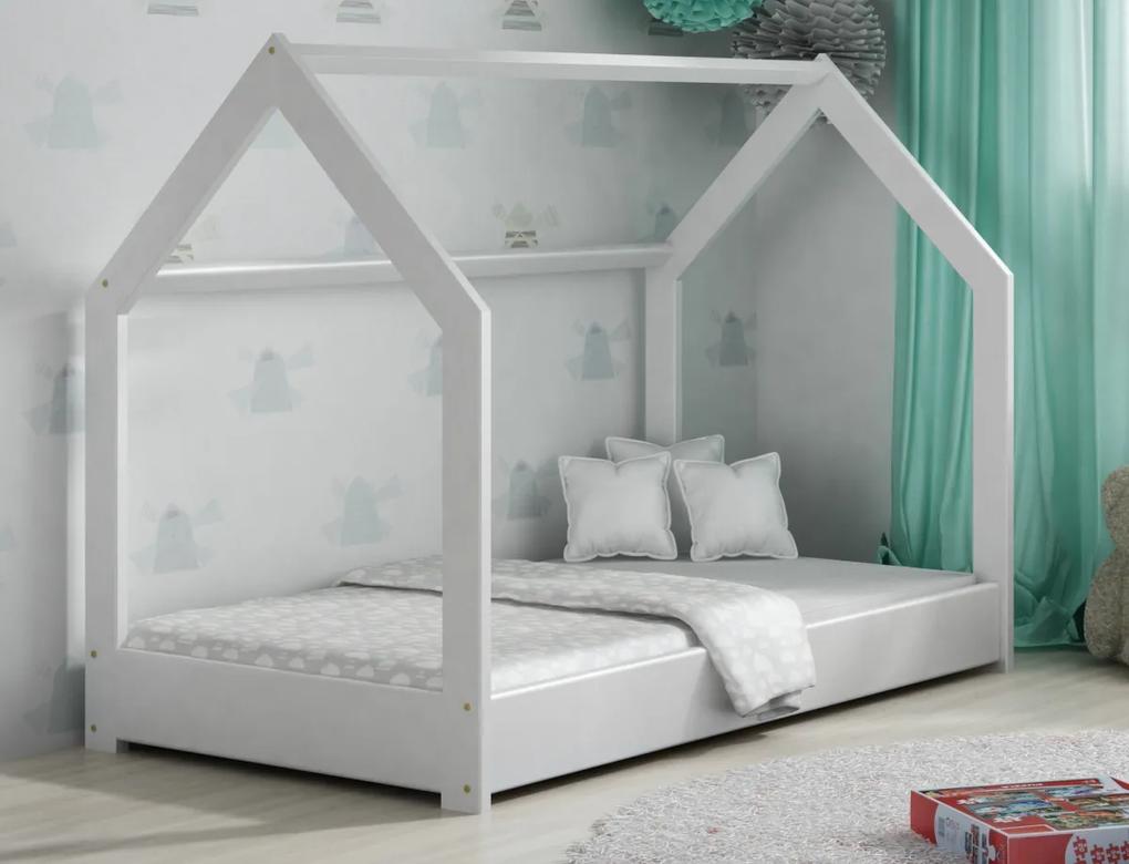 AMI nábytok Dětská postel DOMČEK D1 80x160cm masiv bílá