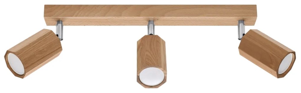 Bodové svietidlo Zeke, 3x drevené tienidlo, (možnosť polohovania)