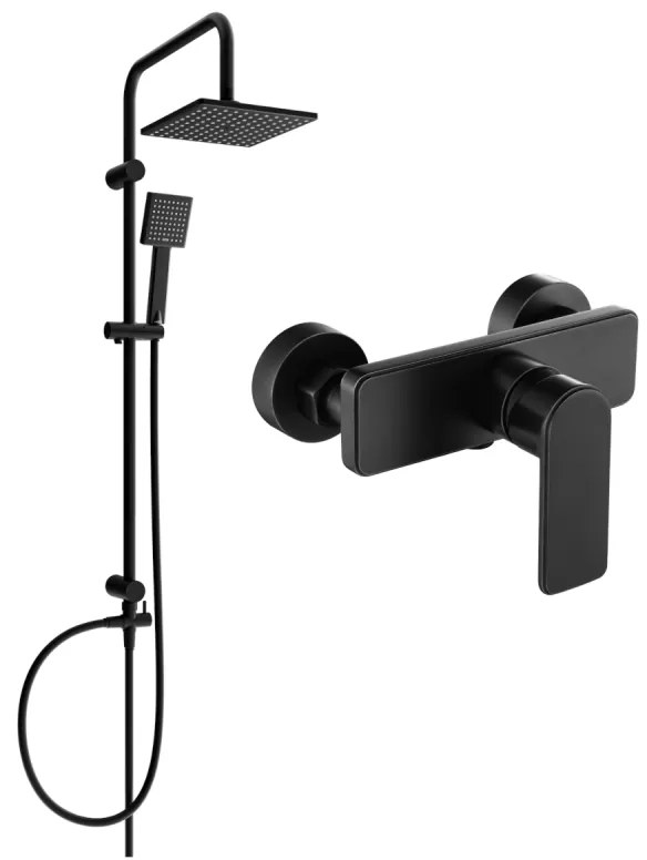 Mexen Tord sprchový set s dažďovou sprchou a sprchovou batériou Cetus, čierna matná, 744340200-70