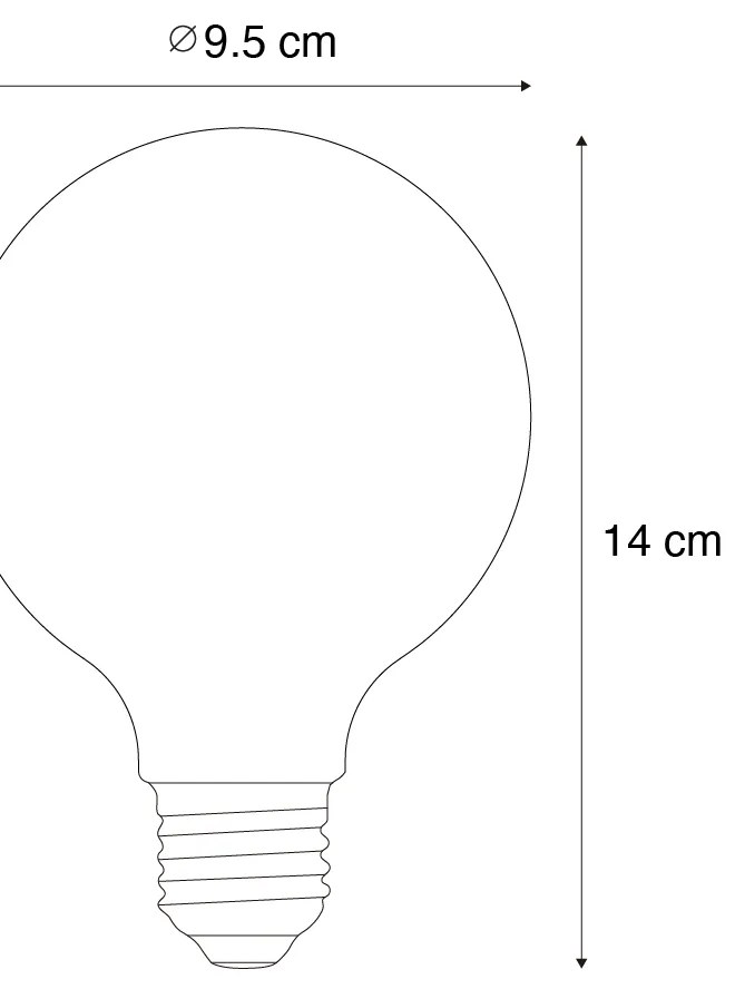 Sada 5 stmievateľných LED špirálových žiaroviek E27 G95 zlatých 4W 270LM 2100K