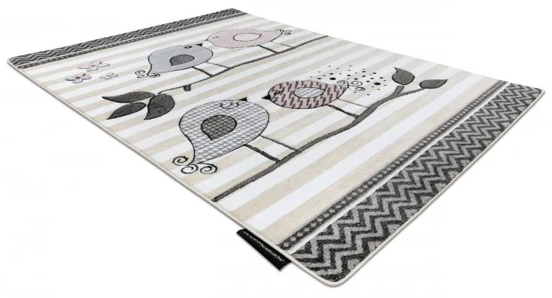 Detský kusový koberec Petit Birds cream, 140x190, šedá, detská izba, Dywany Łuszczów