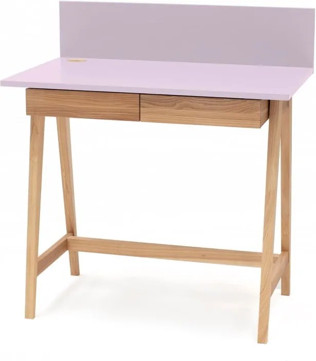 Ružový písací stôl s podnožím z jaseňového dreva Ragaba Luka, dĺžka 85 cm