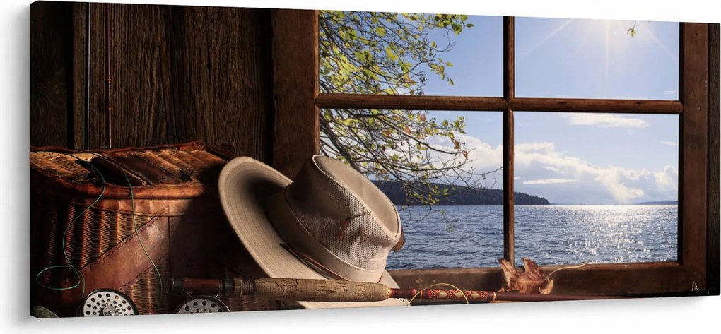 Obraz - Rybárska výbava (120x50 cm)