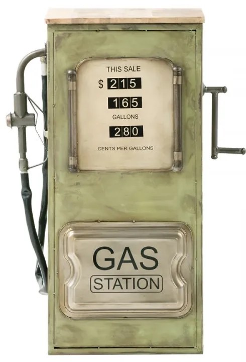 furniture-nabytek.cz - Masívny barový regál Gas Station z mangového dreva a kovu, lakovaný, zelený – 48×50×102 cm