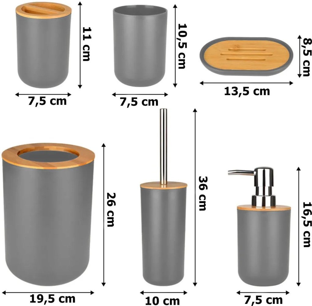 Súprava kúpeľňových doplnkov TIMOR sivá