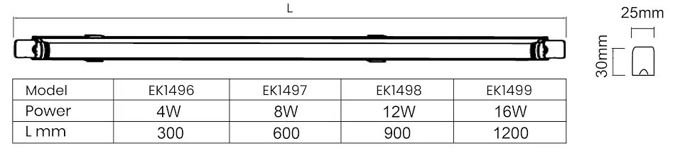Ecolamp LED svietidlo Vito, 1x LED 4w, 4000k, w, (30 cm), vypínač