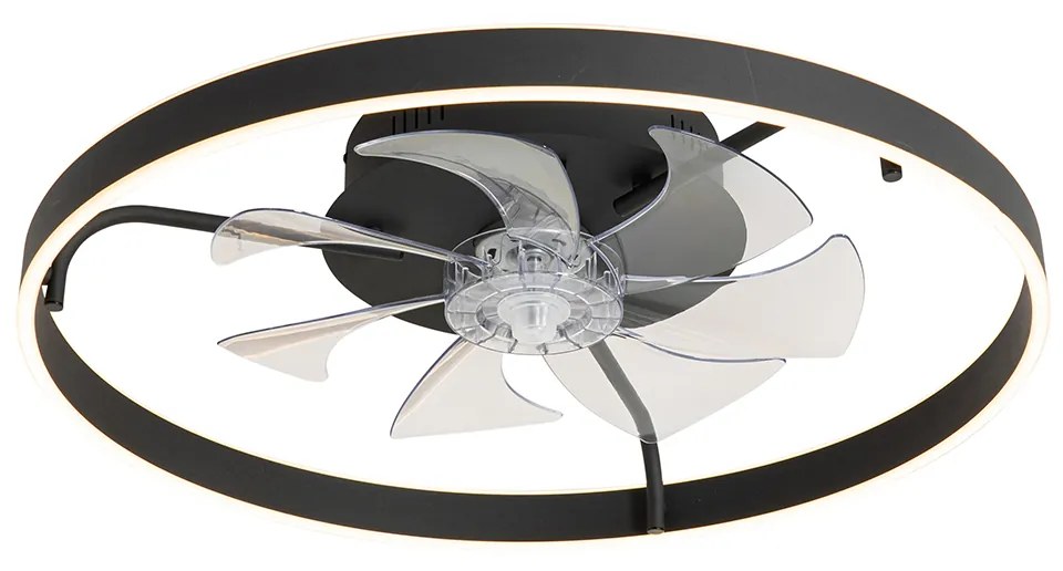 Stropný ventilátor čierny 70 cm vrátane stmievateľnej LED s diaľkovým ovládaním - Maddy