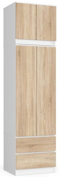 Skriňa s nadstavcom S 60 cm 2D 2SZ CLP biela / sonoma