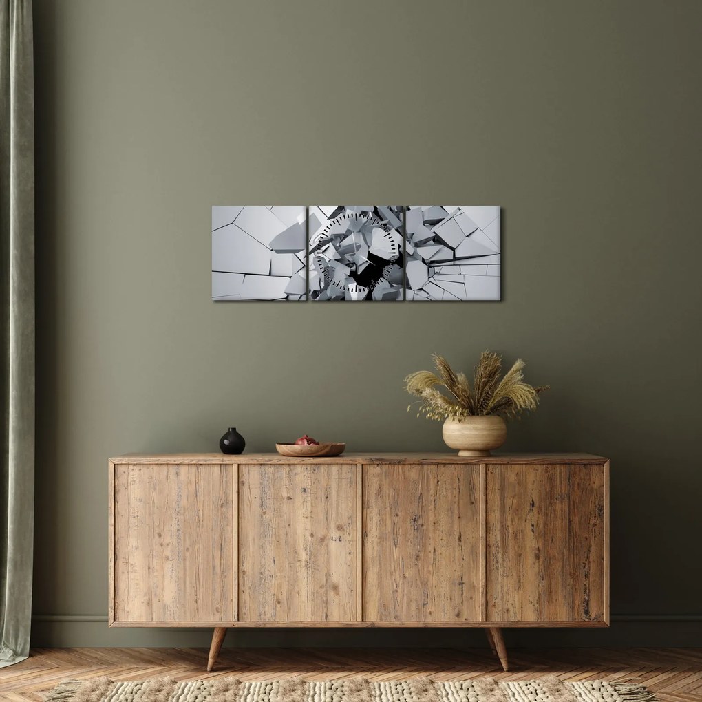 Obraz abstrakcie 3D (s hodinami) (90x30 cm)