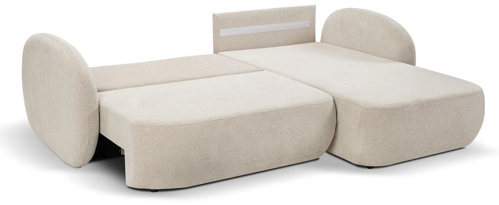 Rohová rozkladacia sedačka Olio - krémová Strana: Pravá