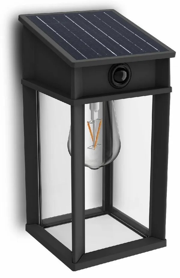 Philips Geri UltraEfficient solárne LED svietidlo so senzorom antracit, 3,2 W, 500 lm, 2700 K