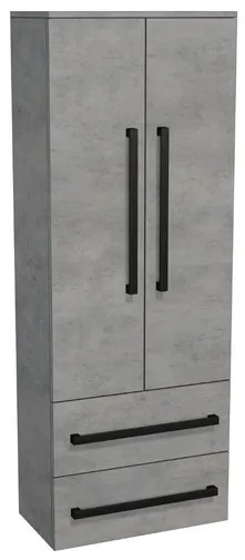 Kúpeľňová skrinka vysoká s čiernou úchytkou SAT Cube Way 60x163x33 cm betón mat CUBE3CV60BE, 1 ks