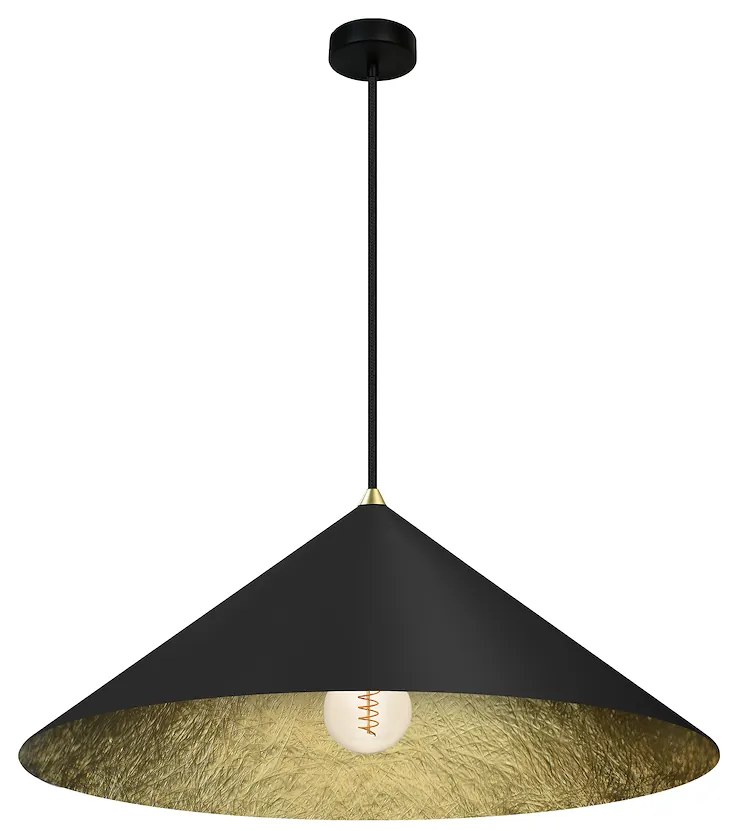 Závesné svietidlo Fuji, 1x čierne/zlaté kompozitné tienidlo, (fi 50cm), b