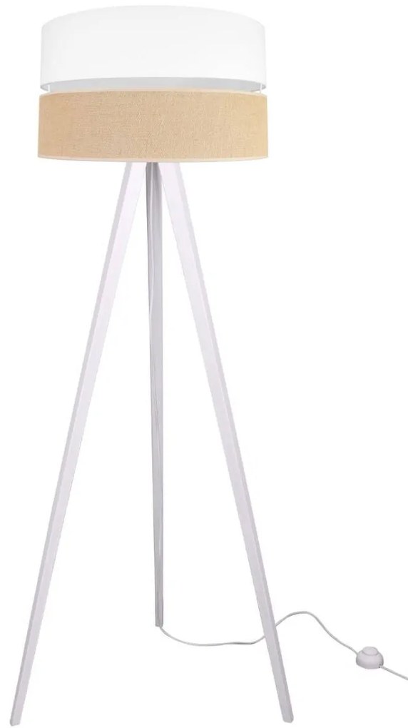Stojacia lampa Juta, 1x jutové/biele textilné tienidlo, w