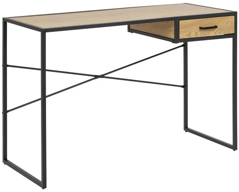 Pracovný stôl so zásuvkou STELARD 110x45 cm prírodné drevo, kovová podnož