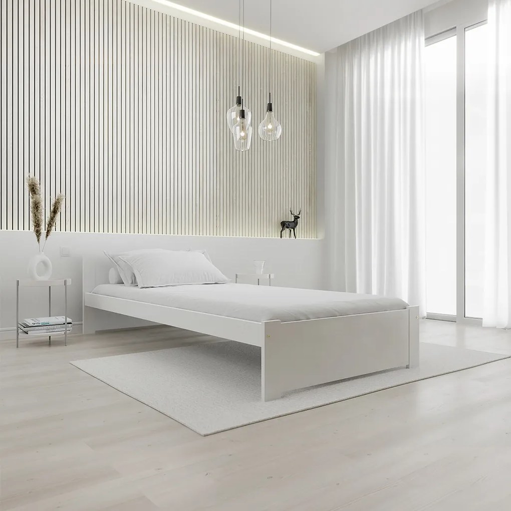 Posteľ IKAROS 90 x 200 cm, biela Rošt: Bez roštu, Matrac: Matrac Somnia 18 cm