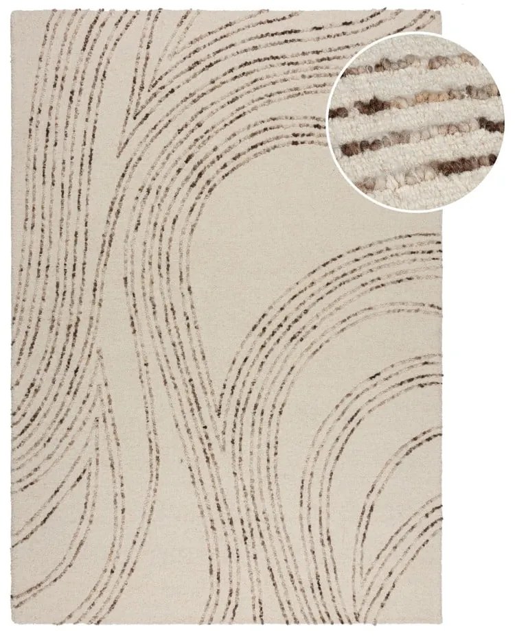 Hnedo-krémový vlnený koberec 160x230 cm Abstract Swirl – Flair Rugs