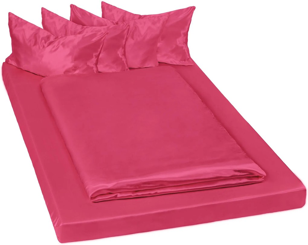 tectake 401917 4 posteľná bielizeň mikrosatén 200x150cm - červená, 235.00 cm x 0.50 cm x cm