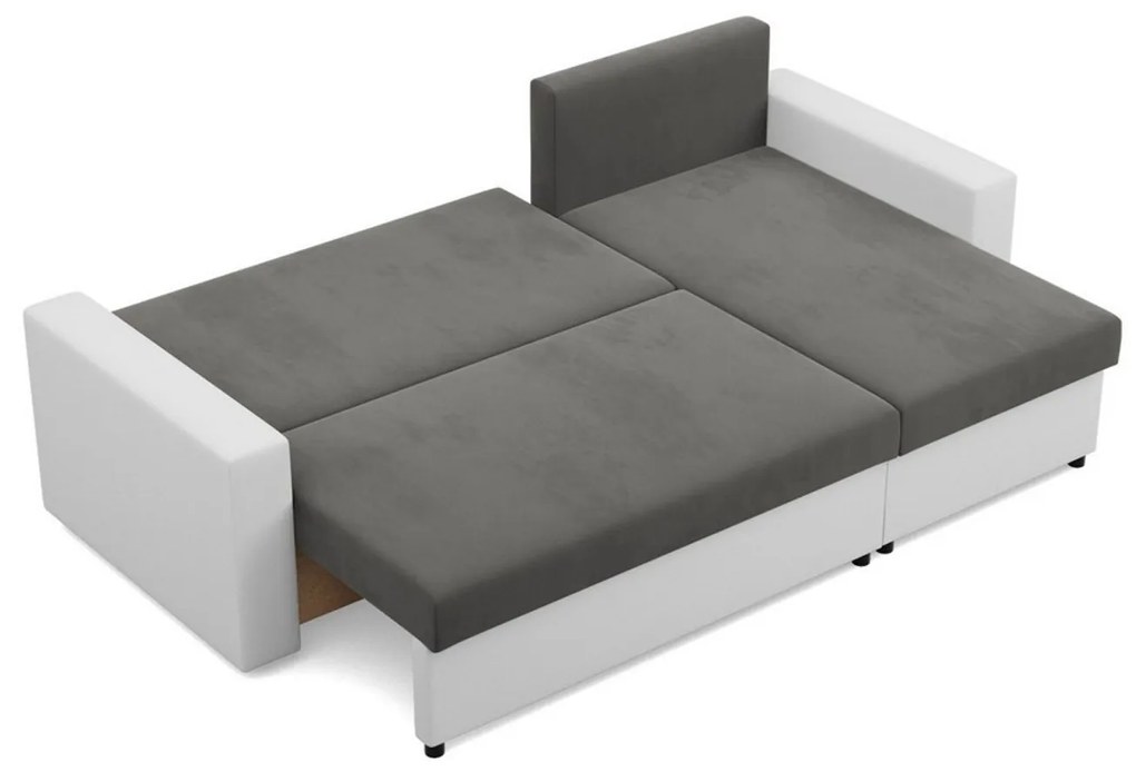 Rohová rozkladacia sedacia súprava LUNA Sivá/biela II