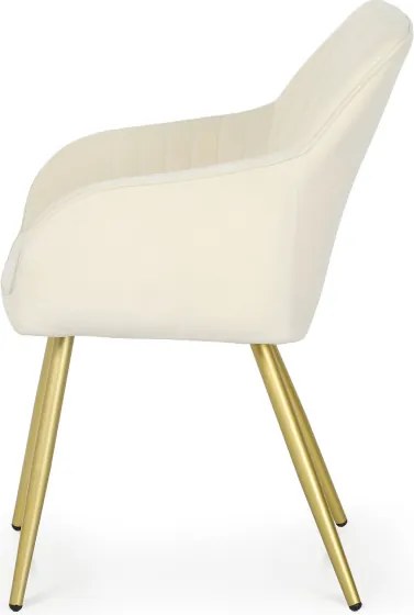 Sada šiestich jedálenských stoličiek FLORENCE zamatové, krémové / zlaté nohy (6 ks)