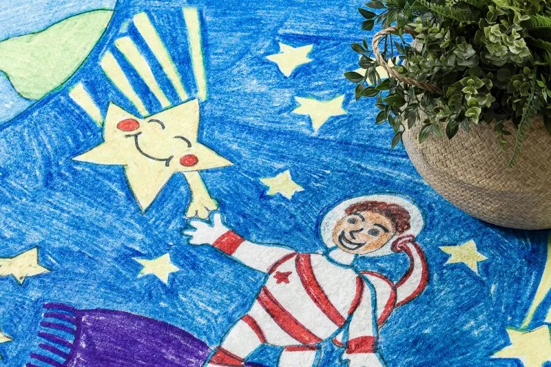 Dywany Łuszczów, Detský kusový koberec Bambino 2265 Rocket Space blue, 80x150, modrá, detská izba