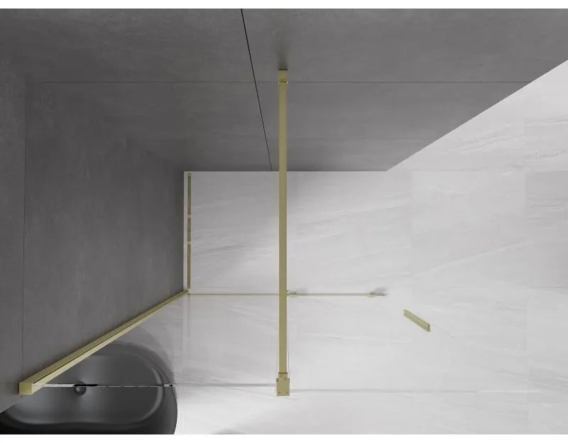 Mexen Velar, posuvné dvere do otvoru typ Walk-In 160 cm, 8mm číre sklo, zlatá matná, 871-160-000-03-55