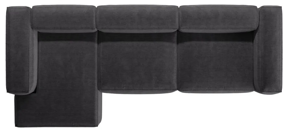 Tmavosivá menčestrová rohová pohovka (ľavý roh/s leňoškou) Bergamo – Cosmopolitan Design