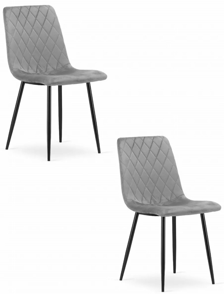 Set 2 kresiel TURIN - svetlosivý zamat / čierne nohy