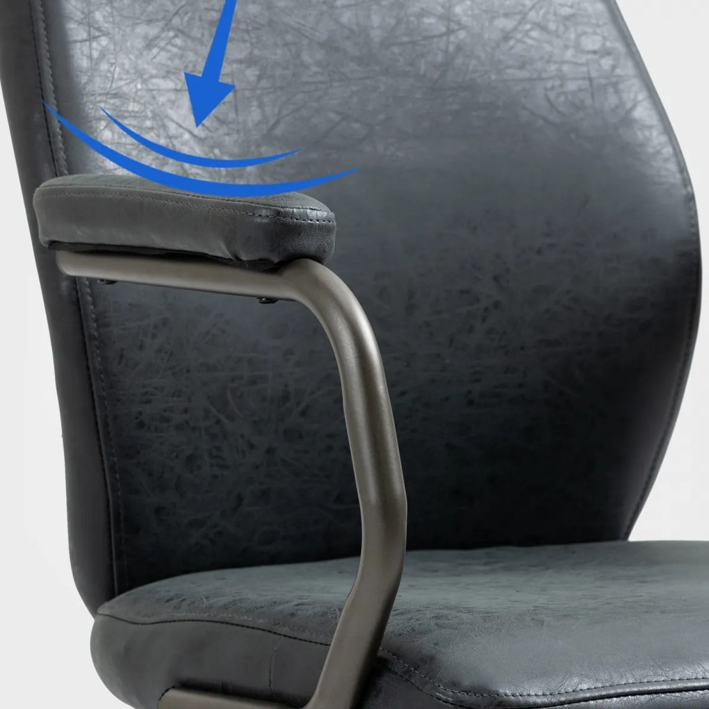 Kancelárska stolička Pocatello v industriálnom štýle - koženka - Čierna antik