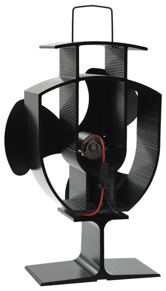 Teplom poháňaný ventilátor na krb s 3 lopatkami čierny