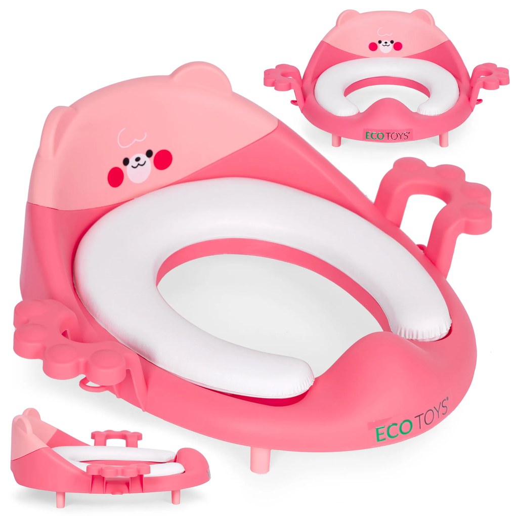 WC sedátko pre deti, rúčky, mäkký vankúšik, ružový ECOTOYS