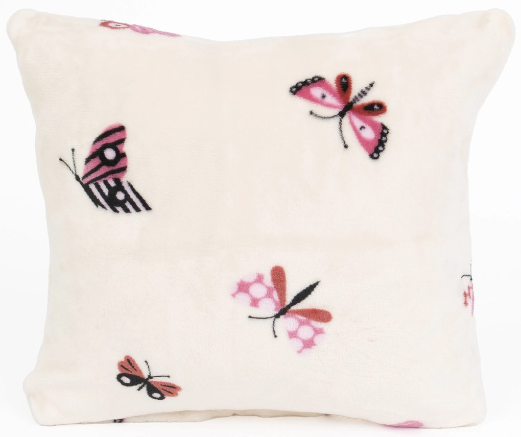 Obliečka na vankúšik mikroplyš Exclusive 40 × 40 cm - Motýliky béžové