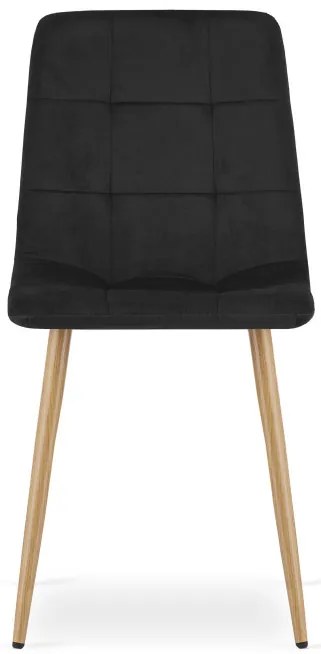 Set štyroch jedálenských stoličiek KARA zamatové, čierne / hnedé nohy (4 ks)