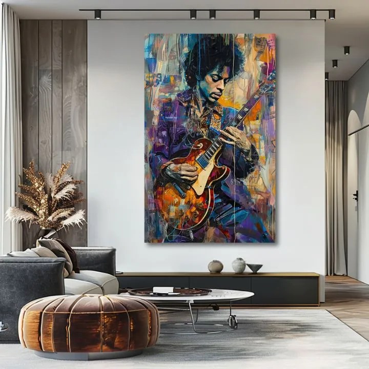 Obraz Jimi Hendrix - Gitara v plameňoch | 100% originál domaľovaný akrylom