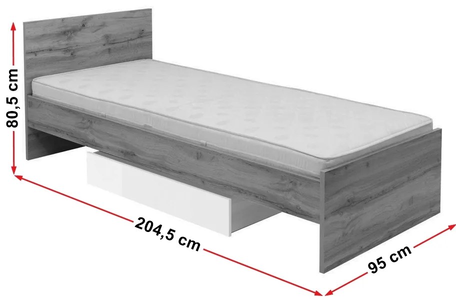 Jednolôžková posteľ 90 cm BRW Zele LOZ/90. Akcia -47%. Vlastná spoľahlivá doprava až k Vám domov. 702289