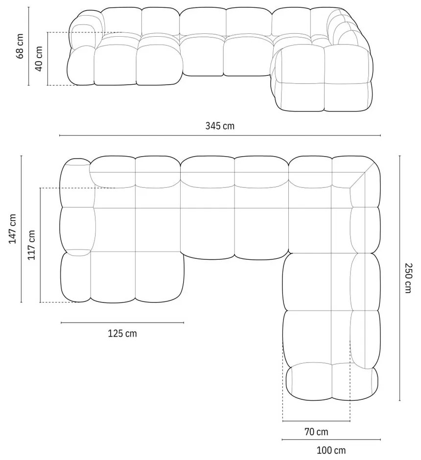 Tmavomodrá rohová pohovka (pravý roh/do tvaru "U") Loretto – Cosmopolitan Design