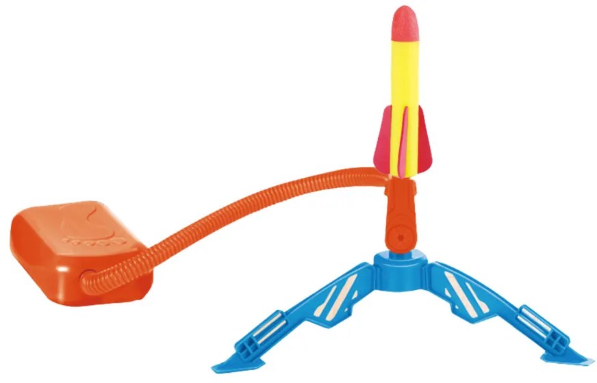 LEAN TOYS Raketomet s pumpou, penové žlté rakety 3 kusy
