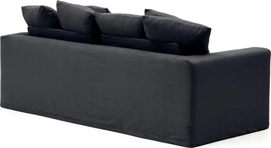 Antracitová ľanová pohovka 240 cm Nora – Kave Home