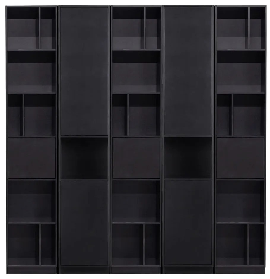 Čierna modulárna knižnica z borovicového dreva 200x210 cm Finca – WOOOD