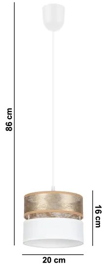 Luster na lanku LIMA 1xE27/60W/230V zlatá/biela