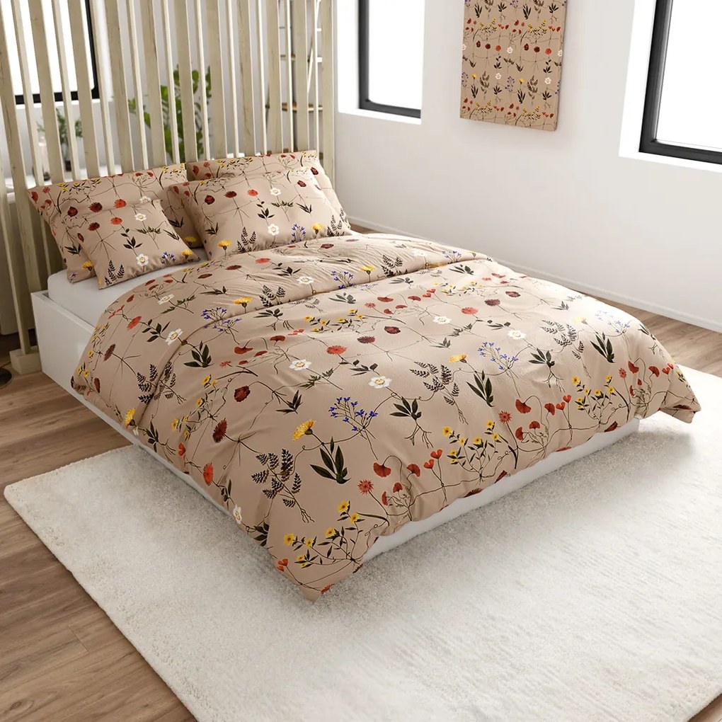 Mikroplyšové obliečky HERBAR béžové Rozmer obliečky: 2 ks 70 x 90 cm | 200 x 220 cm