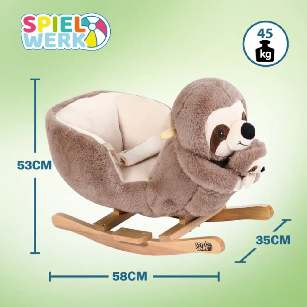 Hojdací leňochod s bezpečnostným pásom, hnedá Spielwerk