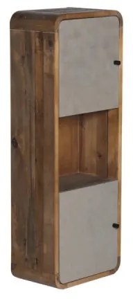 furniture-nabytek.cz - Masívna kúpeľňová skrinka Dingle z recyklovanej borovice a MDF, lakovaná, prírodná / šedá – 40×25×110 cm