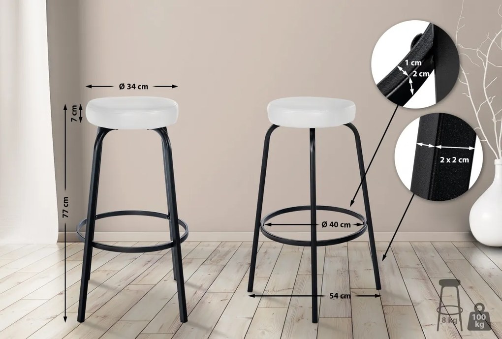 Barová stolička Kamari koženka - biela