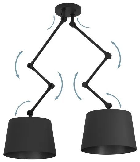 Eglo 390113 - Luster na tyči PISTUNIO 2xE27/40W/230V čierna